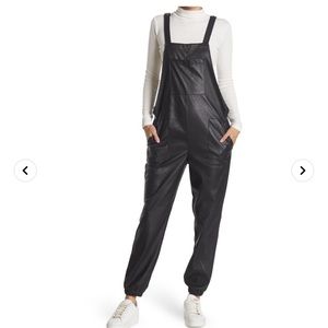 n:philanthropy Freja Faux Leather Overalls NWT